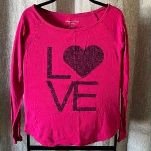 American Eagle Long Sleeve Waffle Knit LOVE Shirt